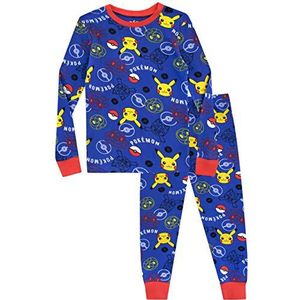 Pokémon Pyjama voor kinderen | Pikachu pyjama van zacht katoen | Officieel gelicentieerde kinderpyjama, Blauw, 6-7 Jaar