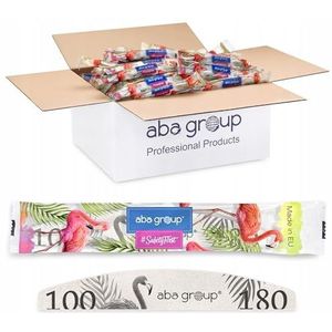 Aba Group Professionele nagelvijlen 100/180 halve maan, standaard, flamingo, veilig pakket, nagelvijlset voor nagels, hoogwaardige wegwerpnagelvijlen, 500 stuks