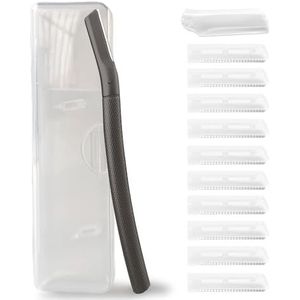 Ruimooto Wenkbrauwscheerapparaat met 10 stuks roestvrij scheermesjes, gezichtshaarverwijderaar voor vrouwen van hoogwaardig metaal, wenkbrauwtrimmer, gezichtsscheerapparaat voor wenkbrauwen en