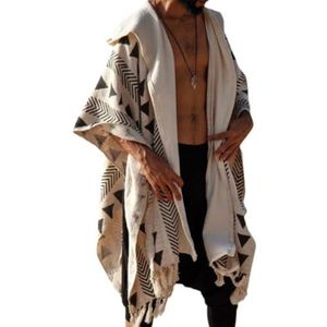 UERSJWYSO Heren Zomer Strandcapes met Capuchon Lichtgewicht Lang Vest Losse Halve Mouwen Open Voorkant Vakantiekimono En Poncho,Wit,3XL