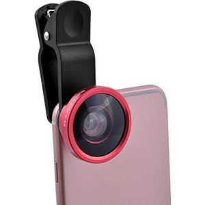 Ruilogod 3 in 1 Phone Notebook Fisheye Super Wide Angle Macro Clip on Camera Lens Kit Red