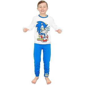 Sonic The Hedgehog Let's Do This Long Gamer Katoenen PJ's Jongens Wit, Wit, 7-8 jaar