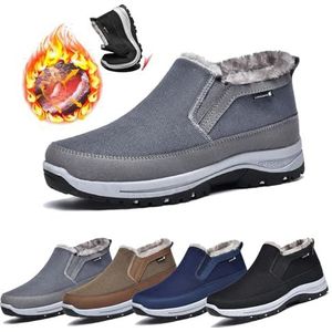 Schoenen zonder veters voor heren Leren winterschoenen voor heren Antislipschoenen Comfortabel en koudebestendig Casual schoenen(Gray,45 EU)