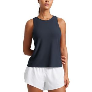 CRZ YOGA Cloudweight Crew Neck Workout Tanks Lichtgewicht Sporttops voor Dames Zachte Basic Hardloopshirts Mouwloos echte marine S