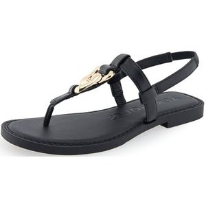 Aerosoles Carmine platte sandaal voor dames, Zwart Pu, 37.5 EU