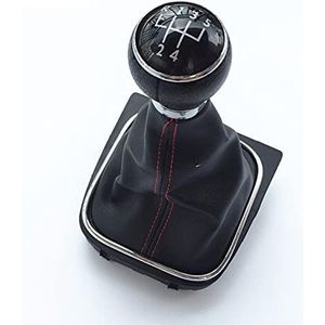 Versnellingsknop, schakelknop 5/6 speed lederen auto styling versnellingspookknop stick cover geschikt voor gebruik voor VW Golf MK5 MK6 Golf 5 6 A6 Konijn Jetta MK6 2009-2014 (5 versnellingen Model E