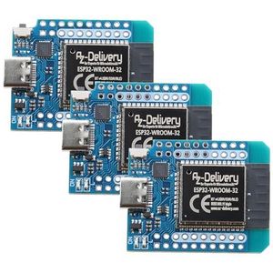 AZDelivery ESP32 D1 Mini NodeMCU 3 stuks WiFi ESP 32 Bluetooth module met USB-C poort compatibel met Arduino en compatibel met Wemos D1 Mini met e-book