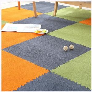 Zeyeo 30 Stuks 30x30cm Pluche In Elkaar Grijpende Vierkante Schuimrubberen Vloermatten - Grote Dekking, Veelzijdige Speel- En Comfortmat Voor Thuis, Kantoor En Meer(Dark Gray+orange+dark Green)