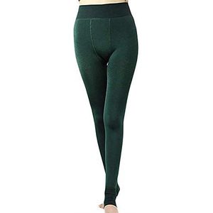 Aventy Thermische winter legging van dik, elastisch velours met fleece voering Hoge taille, Groen, One size