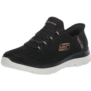 Skechers Dames Hands Free Slip-ins Summits Sneakers, zwart roodgoud Bkrg, 38.5 EU
