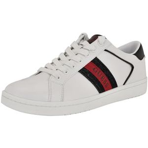 GUESS Locey Sneaker voor heren, Wit Zwart Denim Multi 140, 40 EU