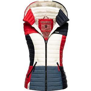 Navahoo Dames gewatteerd vest licht met afneembare capuchon Colourblocking-stijl Shadaa Multic: XS-3XL, meerkleurig Frans-tricoloree, S