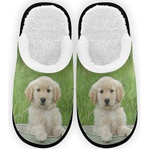 Hond In Emmer Pantoffels voor dames pluche voering Comfort Warm Koraal Fleece Slaapkamer Slippers voor Indoor Outdoor Spa