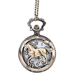 pocket watches for men,pocket watch,1 Pc Vintage Pocket Watch Horse Shape Digital Stainless Steel Dial Pocket Watch Necklace (Color