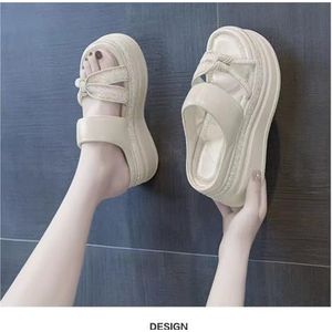 Sandalen met dikke zolen for dames 2024 zomerbovenkleding, modieuze platformsandalen met sleehak (Kleur : White, Size : 39 EU)