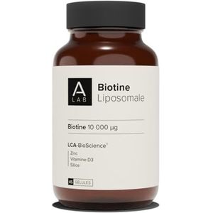A-LAB Liposomale biotine 10.000 µg – haar- en nagelgroei – met zink, silica, vitamine D3 – versterkte assimilatie – 45 dagen