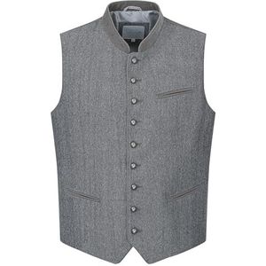 Schöneberger Trachten Couture Klederdrachtvest voor heren, hoogwaardig lodenvest, grijs, voor het Oktoberfest, traditionele lederhose, gilet Manuel, grijs, 52