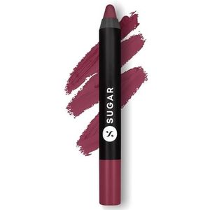 SUGAR Cosmetics Matte As Light Crayon Lipstick 15 Stephanie Plum (Plum Mauve) met Free Sharpener, 2,8 gms