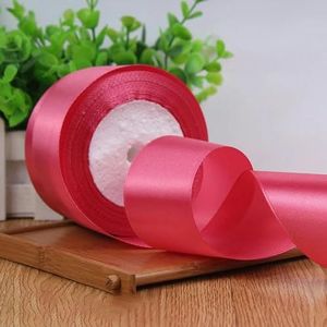 25 meter zijde vlek lint enkel lint bruiloft decoratie kerst bloem geschenken DIY geschenkverpakking 6/10/15/20/25/40/50mm-watermeloen rood-50mm