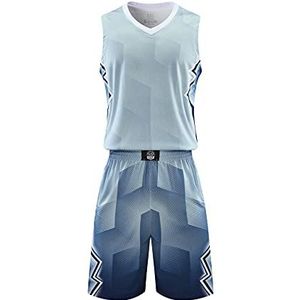 Basketbalshirt en shorts voor heren, teamuniform met zakken, sportkleding, uniform, Grijs, M