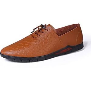 HJUGHPN Heren Schoenen Lente Hoofd van Heren Lederen Schoenen Schoenen Zakelijke Casual Schoenen, Bruin, 7.5-US