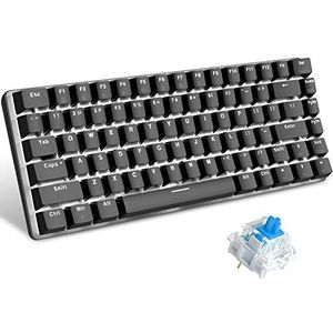 UrChoiceLtd AK33 Backlit Usb Wired Gaming Mechanisch Toetsenbord Blauw Zwart Schakelaars voor Office, Typists en Play Games (Blauwe Schakelaar, Zwart)