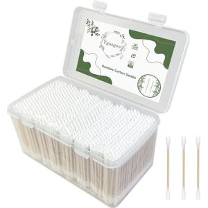 Bamboe wattenstaafjes - biologisch afbreekbare en biologische bamboe wattenstaafjes - 100% milieuvriendelijke en natuurlijke dubbele ronde dikke tips voor het verwijderen van oorsmeer, make-up
