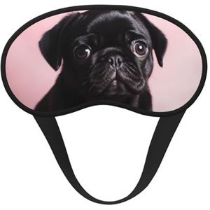 Slaapmasker voor zijslaper zijden slaapmaskers met elastische band, super zachte oogslaapschaduwhoes, schattige zwarte mopshond, verduistering, nachtblinddoek voor vrouwen en mannen, reizen