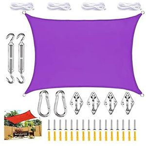 Rechthoekig HDPE-luifelzeil - Antraciet Zonnezeil Ademend Zonnescherm En UV-zonwering For Balkon, Zwembad En Tuin - Buitenterrasluifel (Color : Purple, Size : 3x4m)