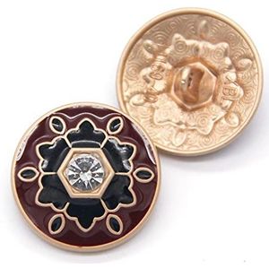 Knopen voor naaien 6 stuks vintage ronde diamant parel gouden metalen knoppen for dameskleding trui decoratieve jasknoppen naaien accessoires-rood - YDS04,22mm (Color : Red Yds04)