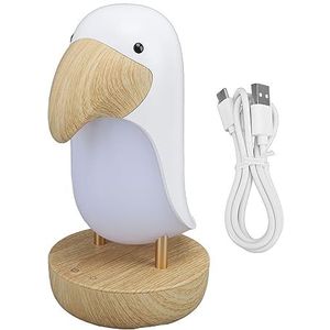 Vogeltafellamp, luidspreker Bedlampje USB Oplaadbaar voor Kinderkamer (Wit)