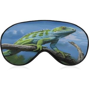 Slaapmasker, oogmasker voor dames en heren, oogmaskers voor slaap, groene hagedis bedrukt, voor reizen en slapen, lichtgewicht verstelbare schouderbanden