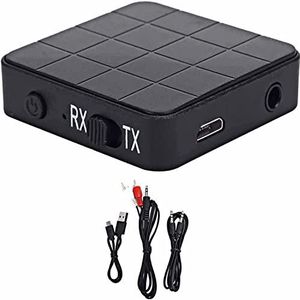Bluetooth 5.0 audiozenderontvanger, 2 in 1 draagbare 3,5 mm draadloze audioadapter voor computer, laptop, stereo, headset, smartphone, mp3-speler, cd