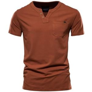 yk8fass T-shirt met korte mouwen en V-hals kp-0631, Baksteen Rood, XL
