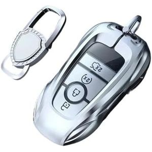 Autosleutel beschermhoes Zinklegering Zilver Autosleutel Geval Keyless Cover Sleutel Shell Auto Accessoires Voor Lincoln Voor Navigator MKZ MKC Sleutel Shell(Silver-A)