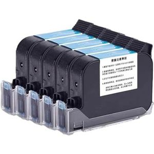 5PCS 600DPI Snelle Sneldrogende Oplosmiddelgebaseerde Inktcartridge 12.7mm for Online Handheld Inkjet Printer voor Tekst Barcode Datum Tijd, etc(5 Blue ink)