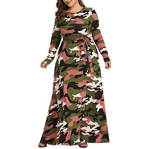 HGYJ PlusSize Herfst en Winter Vrouwen Fat Crush Camouflage Jurk Lange Rok Dames Elegante Jurk Kostuums Sexy, Meerdere Maten L-4XL, Groen, 2XL