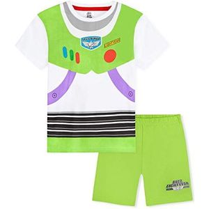 Disney Toy Story Jongens Pyjama, Korte Pyjama voor Kinderen, Buzz, Woody, Forky Nachtkleding Set (Wit/Groen, 3_ jaar)