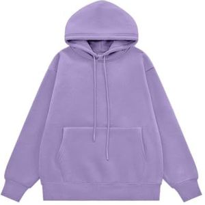 Leader of the Beauty Heren Oversized Zware Katoenen Trui Hoodies Casual Sweatshirts Lange Mouw Dikke Herfst Unisex Kleding 2024, lichtpaars, L