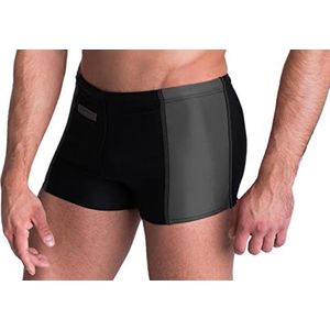 Aquarti Heren Zwembroek met Zakje met Rits Zwemboxer, Zwart/Grijs, M
