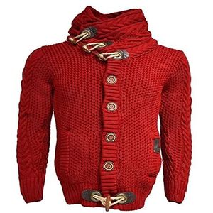 Wintertrui, Heren Herfst Winter Truien Streetwear Coltrui Gebreide(Red,XL)