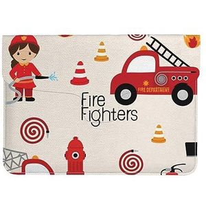 Laptophoes voor kleine jongens en meisjes in brandweerlieden, schattige laptophoezen 13 inch, gezwollen laptopbeschermhoes voor Apple Mac Pro/13 inch MacBook Air 2022-2018, waterdicht