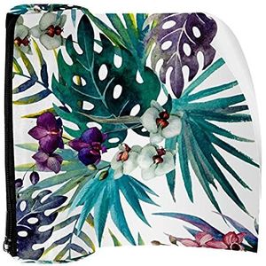 Potlood Case Orchidee Hibiscus Bladeren Pouch Bag Pen Rits Tas voor Kantoorartikelen Reizen School Student Supplies