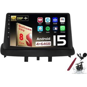 Android 15 Autoradio Sat Navi voor R-enault Megane 3(2008-2014) 9 Inch Touchscreen Multimedia Speler met Draadloze Carplay GPS Navigatie FM RDS Bluetooth 5G-WiFi SWC DSP,M150s
