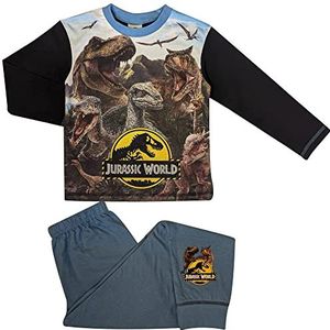 Jurassic World Jongens pyjama - lange mouwen - 4 tot 10-9-10 jaar / 134-140 cm zwart/blauw, Blauw