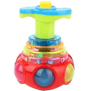 Oplichtende tollen voor kinderen LED-schijnende muziek Gyro Gyrator Speelgoed Start Druk & Glow Spinner Oorzaak en effect Muzikaal babyspeelgoed, zintuiglijk speelgoed voor autisme Feestzakvullers