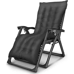 SFQEVHRZ Opvouwbare fauteuil, patio ligstoel, lichtgewicht Zero Gravity liggende ligstoel, opvouwbare relaxstoel met ademende matras (kleur: zwart)