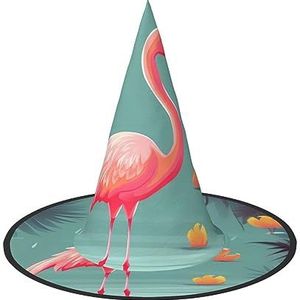 RLDOBOFE Flamingo Print Halloween Heks Hoed Cosplay Caps Halloween Decoratie Kostuum Accessoires Voor Halloween Party 3 STKS