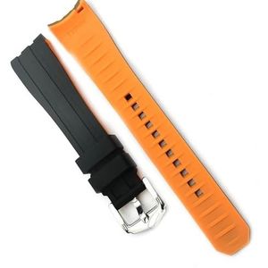 dayeer Gebogen uiteinde Duiken Quick Release siliconen horlogeband voor Omega Rubberen band voor Seiko Polsband voor Tissot Horlogeband voor Tudor (Color : Orange, Size : 22mm)