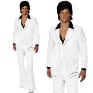 Saturday Night Fever Disco White Flares Suit Fancy Dress kostuum voor heren, jaren 70, 80